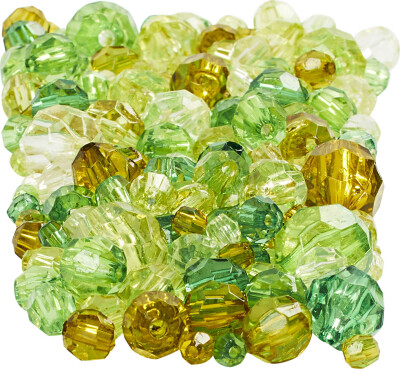 Harmoni Facetperlemix - Str. 4-12 MM - Hulstr. 1-2,5 MM - Grøn Glitter - 250 G