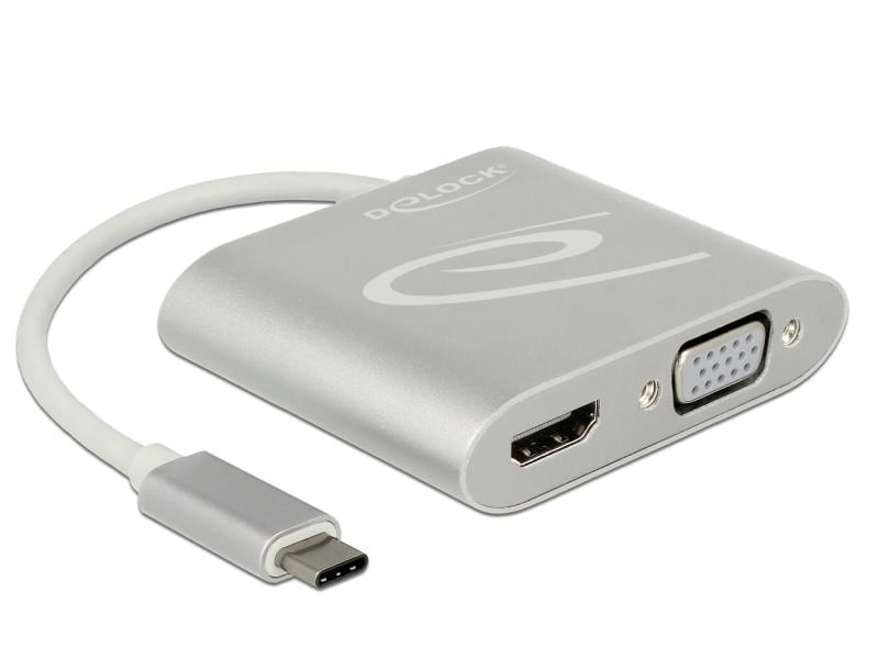 Delock 2-Port Signalsplitter USB-C - 1xHDMI & 1xVGA Delock USB Type-C Splitter (DP Alt Mode) zu 1 x HDMI   1 x VGA out