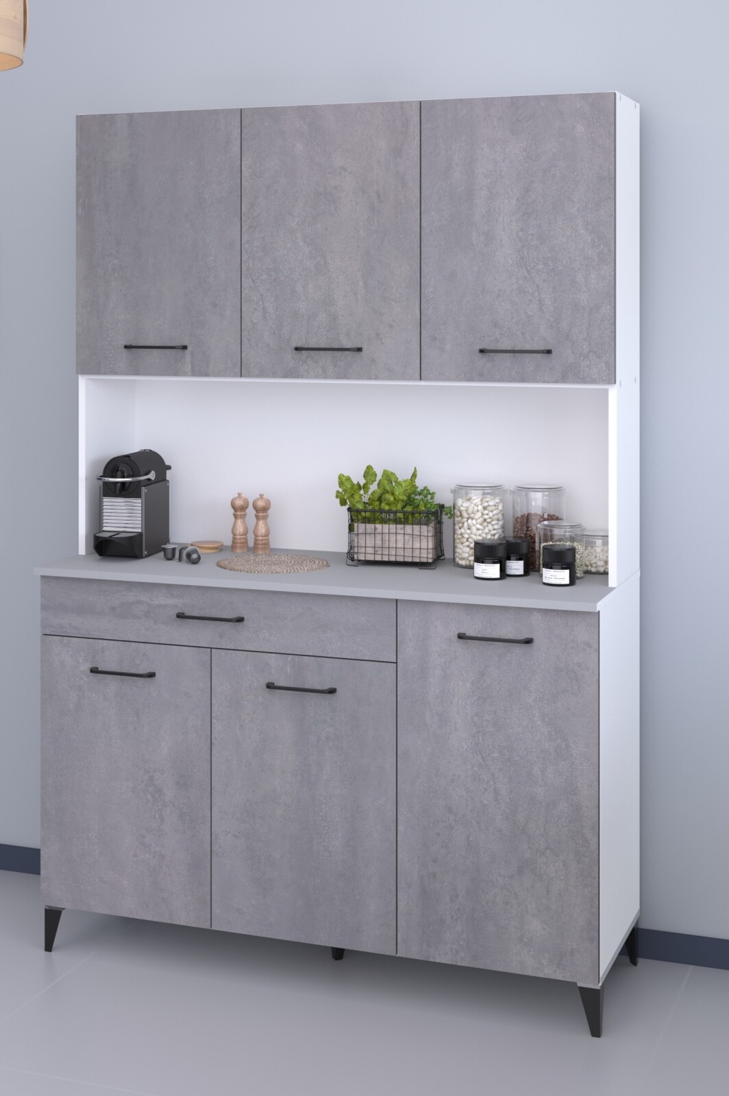 Buffetschrank MALICE 11 -Betonoptik hell - weiß - 120 cm