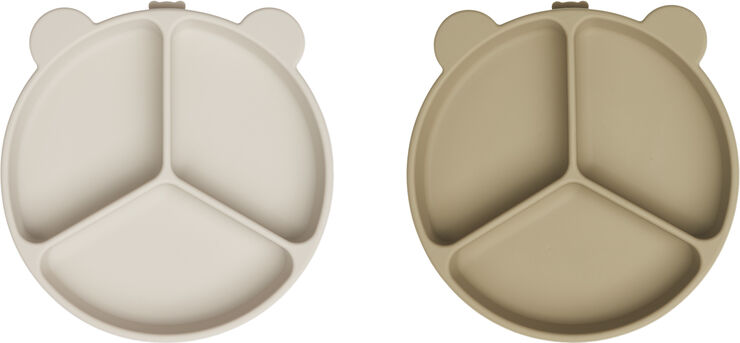 Liewood Stacy divider suction plate 2-pack Sandy / oat mix