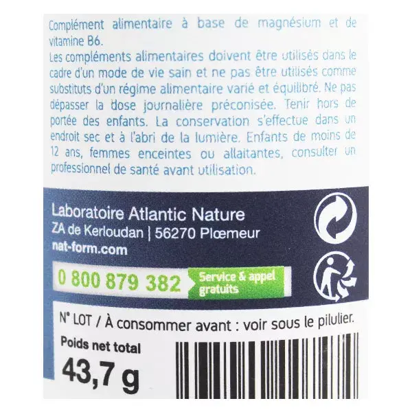 Nat & Form Expert Magnésio Marinho + Vitamina B6 80 cápsulas