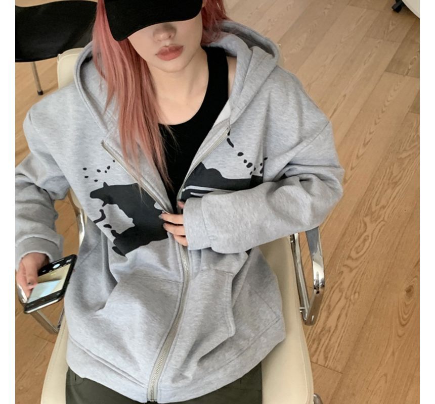 Wanderstar - Nummering Patroon Print Zip Hoodie