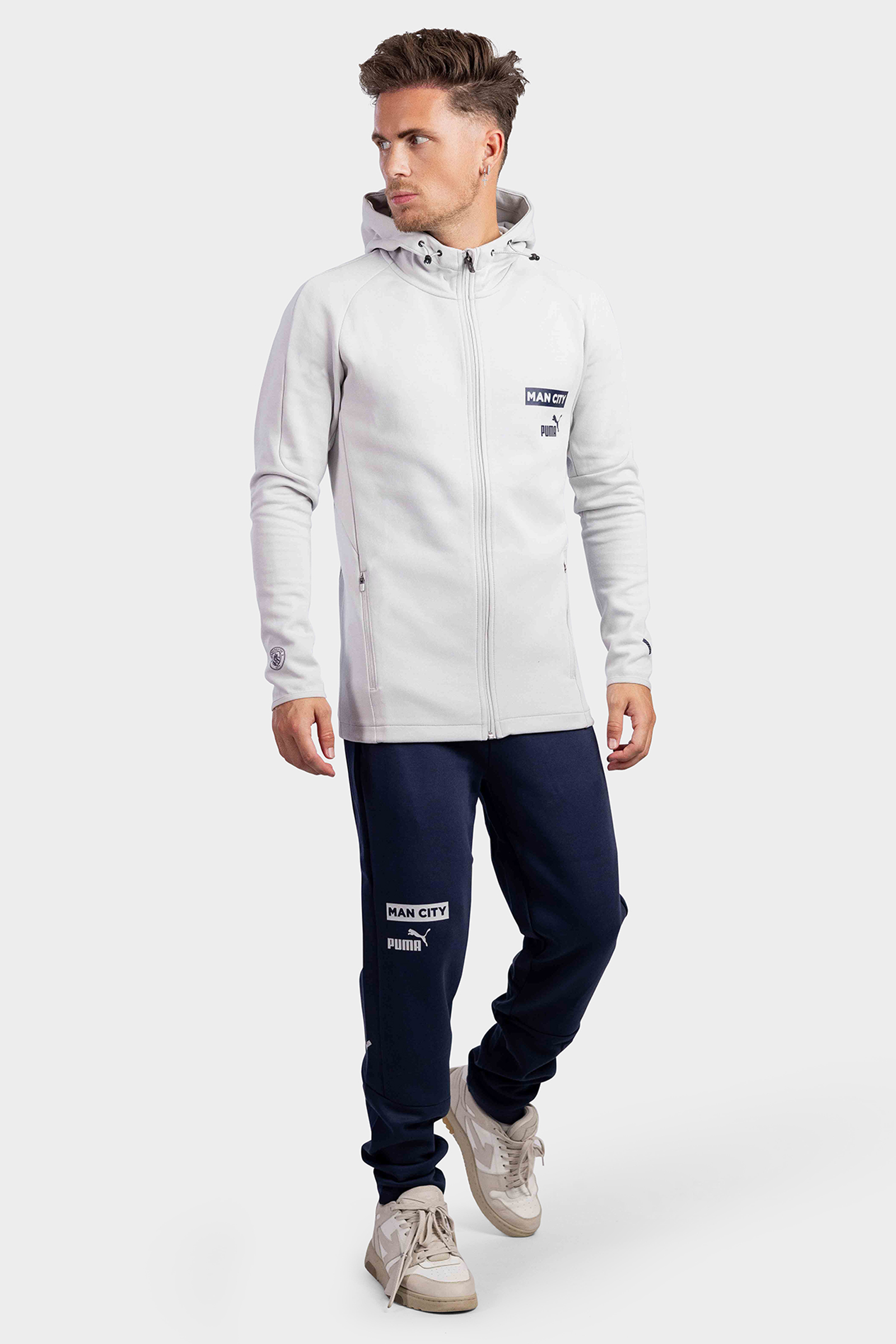 Manchester City Casuals Hooded Trainingspak Senior Grijs