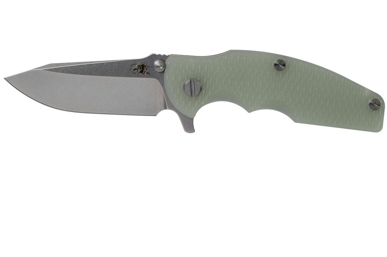 Rick Hinderer Jurassic Spearpoint 20CV Stonewash Bronze Translucent Green G10 zakmes