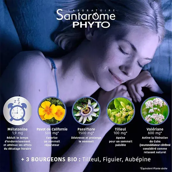 Santarome Phyto - Somnifor 4 Ações - Melatonina 1,9mg + Ervas - 30 comprimidos