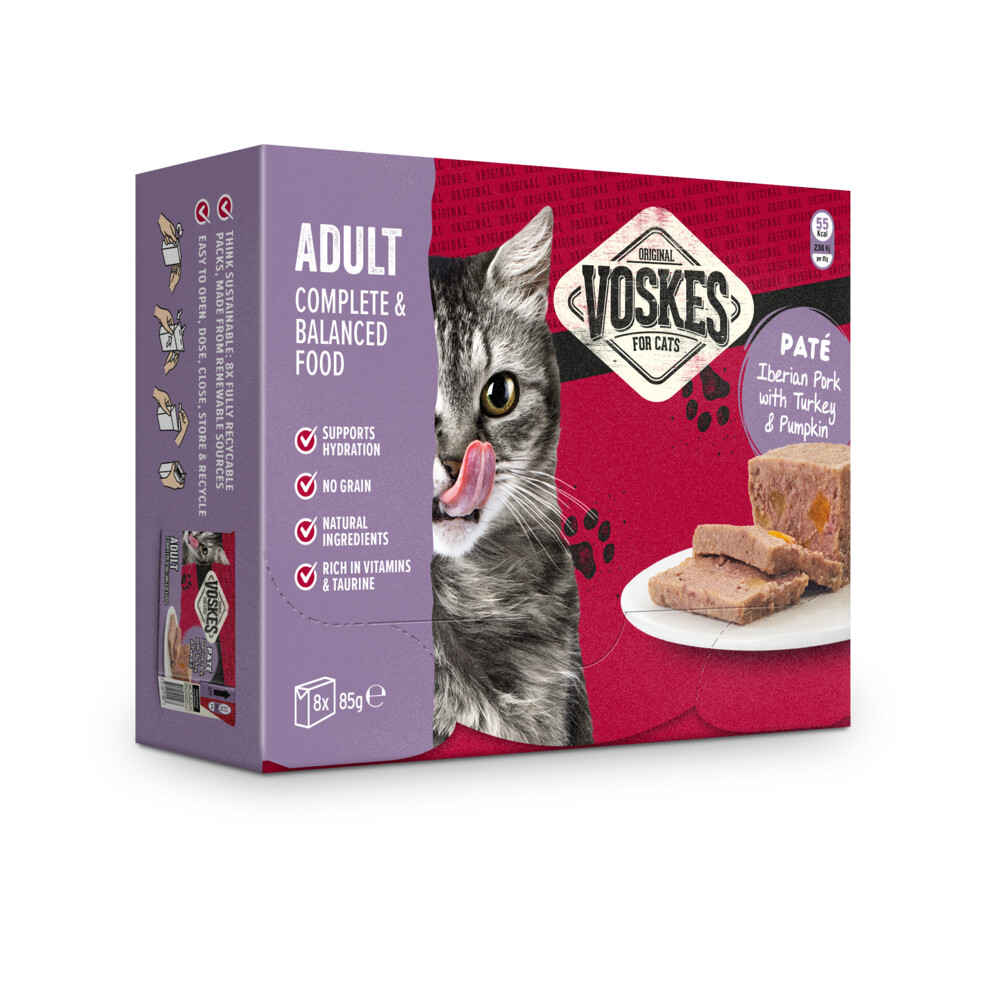 Voskes Paté Adult Iberisch Varken met Kalkoen & Pompoen8 x 85 gr