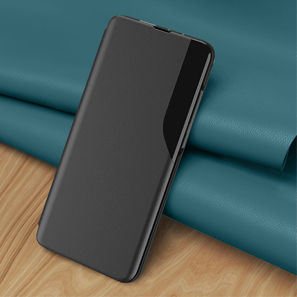 Samsung Galaxy S24 Leder Hülle Small Window View Flip Case - Grün / Blau