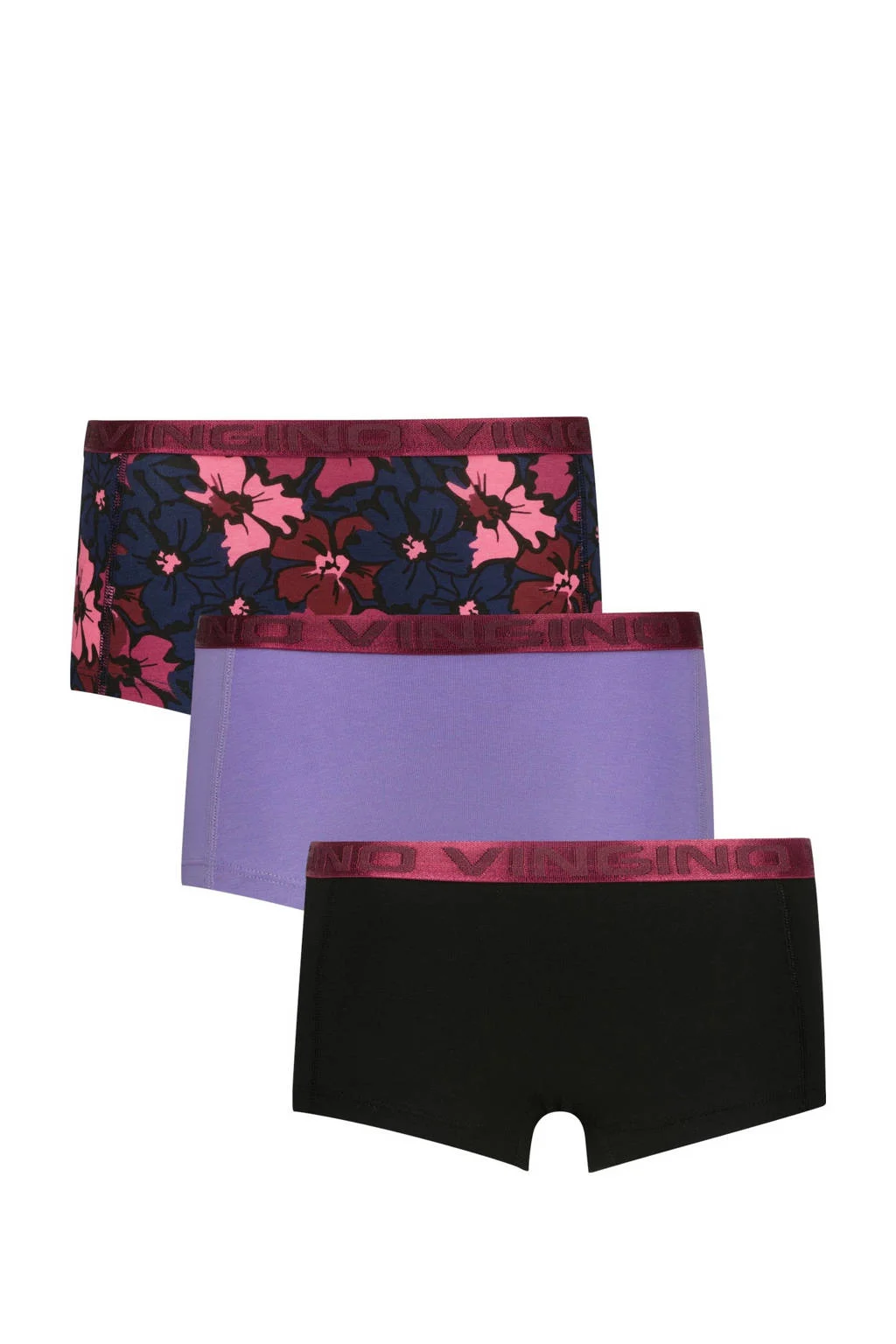 Vingino boxershort - set van 3 zwart/paars/roze