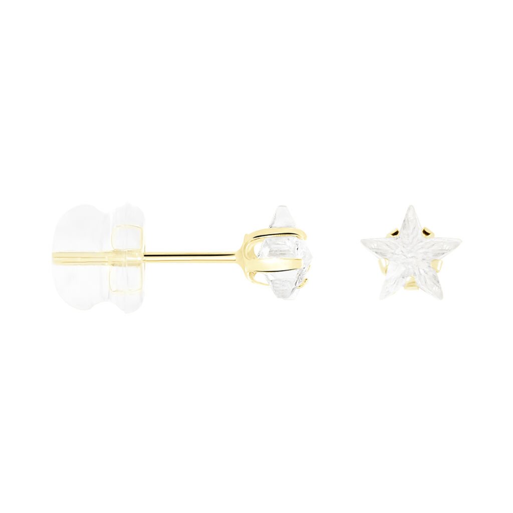 Boucles D'oreilles Puces Elais Etoile Or Jaune Oxyde De Zirconium
