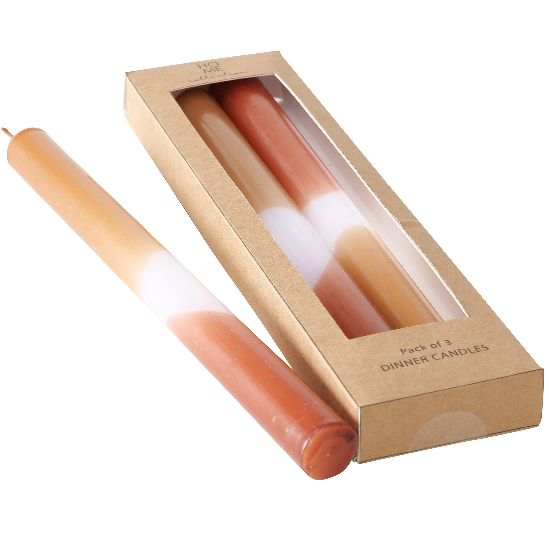 3er-Set Stabkerzen - braun-orange - 25,5 cm