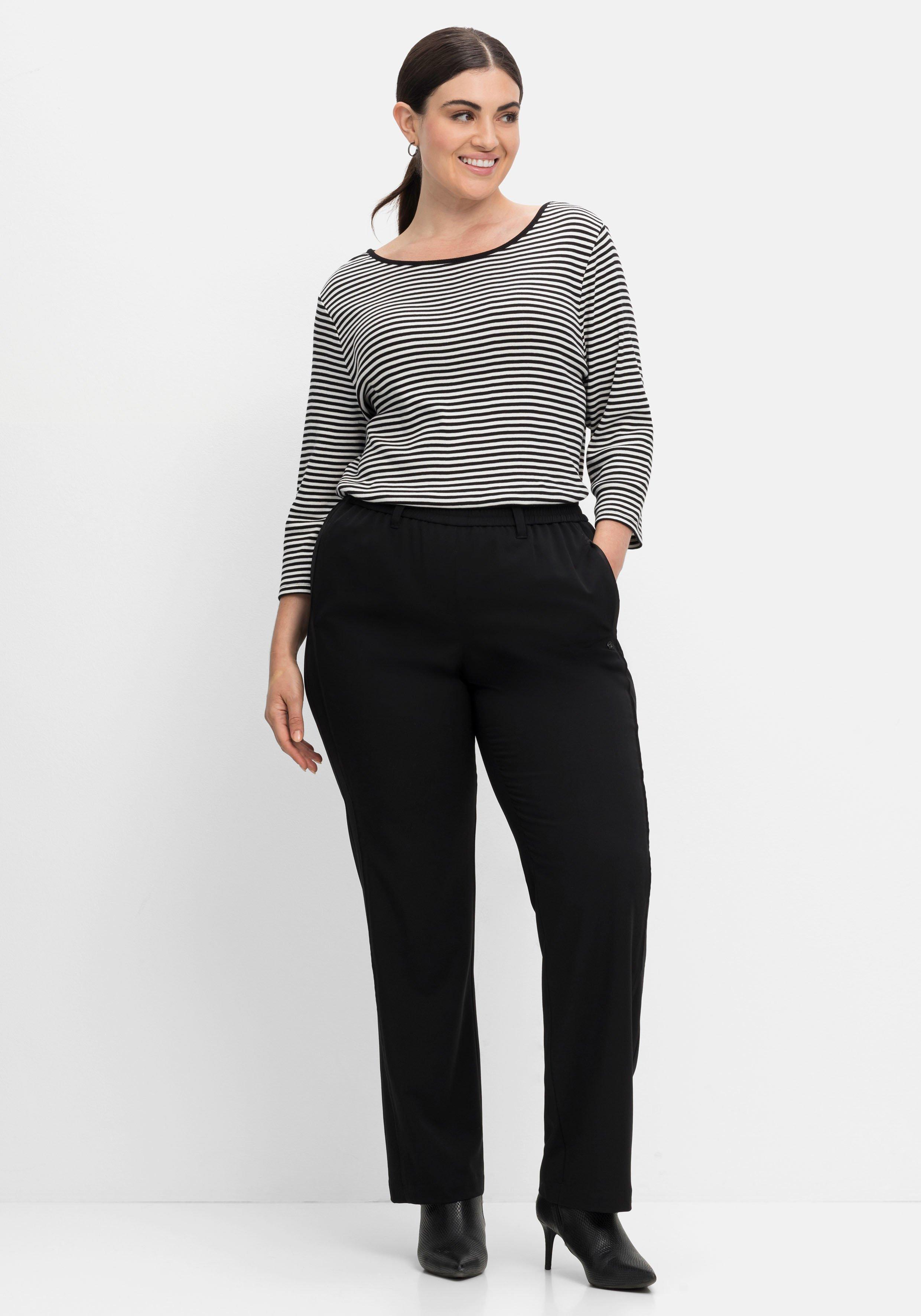Gerade Hose mit Gummibund und Satinpiping