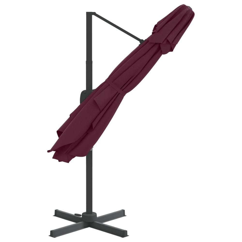 Parasol meuble de jardin cantilever à double toit 400 x 300 cm bordeaux rouge