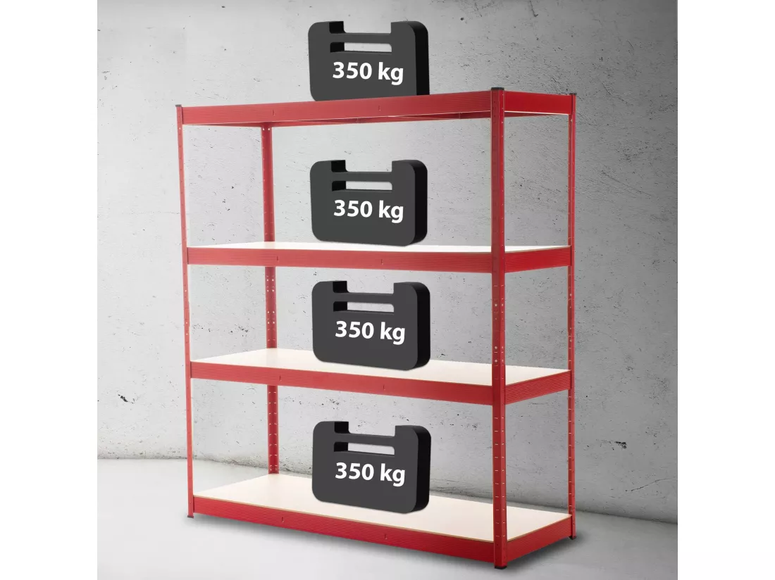 Étagère enfichable - Métal - 160 x 60 x 180cm - Rouge -