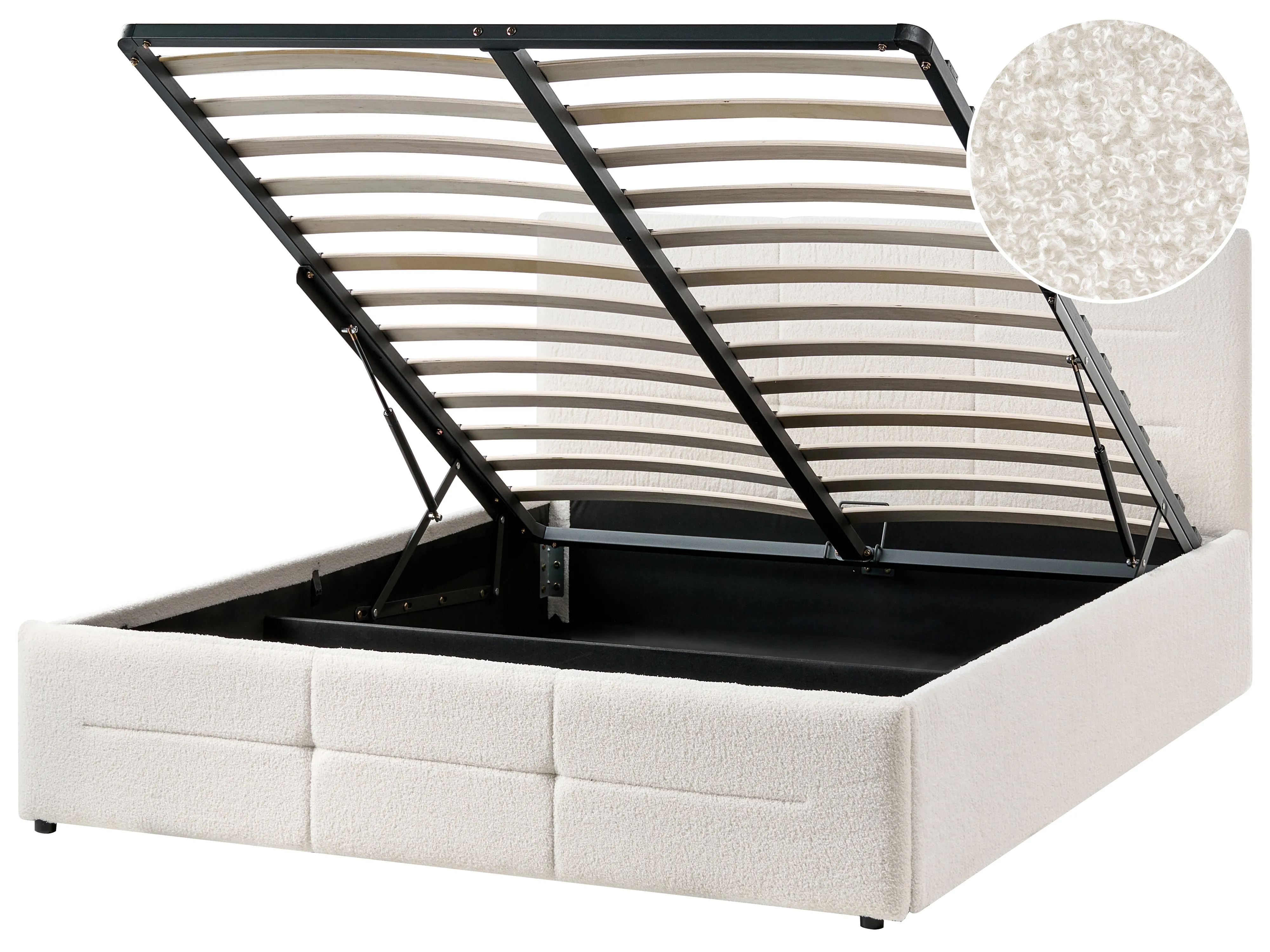 Bed met opbergruimte Bouclé MASSOGNES 140 x 200 cm Gebroken wit