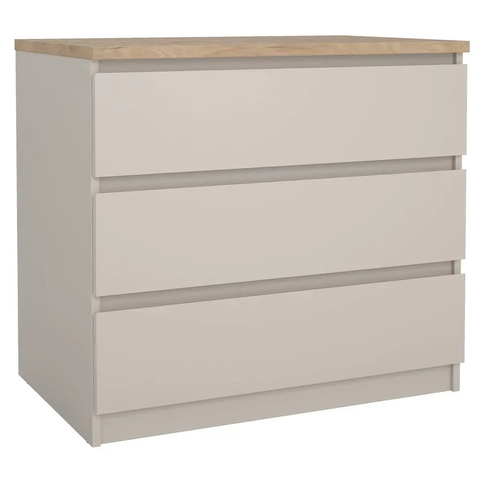 Ladekast Naia 3 lades - greige/eiken - 70,1x77x50 cm