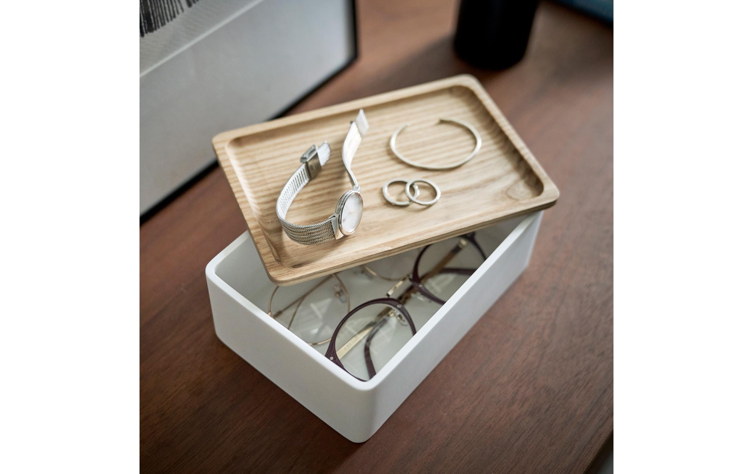Schmuckhalter Rin Braun/WeissSchmuck-Aufbewahrungsbox mit Deckel