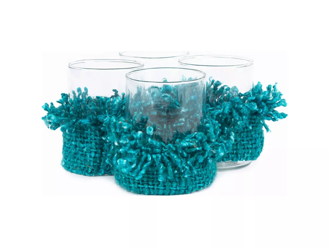 Bougeoir coton bleu cosy par Bazar Bizar