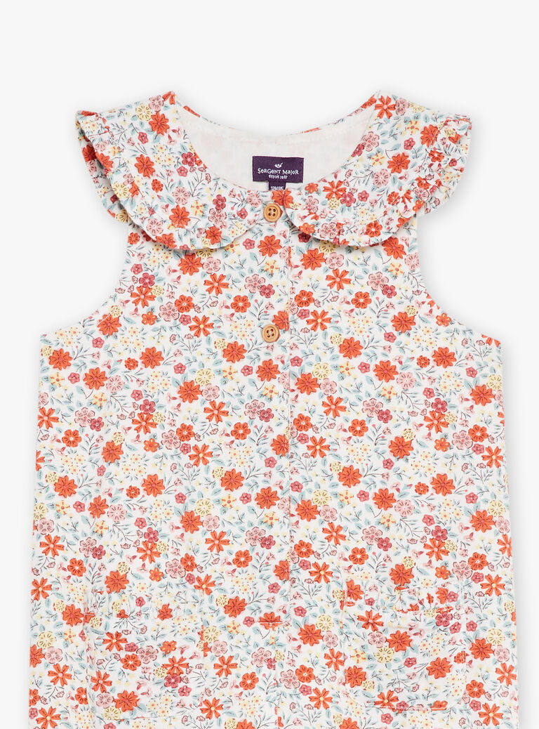Salopette vanille en twill à imprimé fleuri