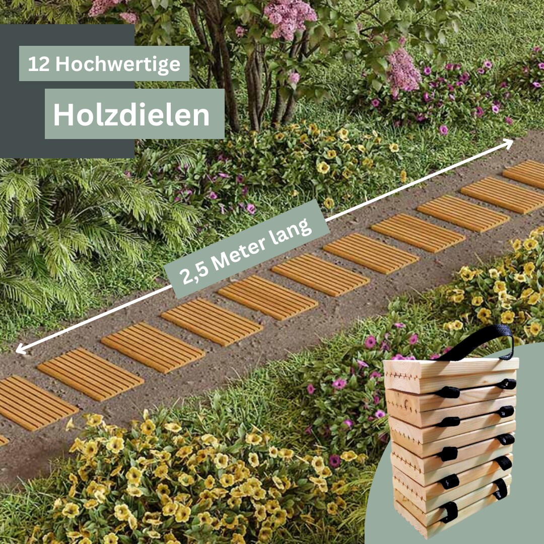 holz4home® Rollweg / Gartenweg aus Lärche - Holz-Tritte für Garten | 45 cm