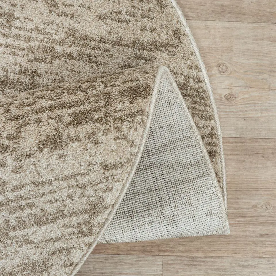 Relax Oslo - Laagpolig Effen Vloerkleed - Beige - 150 CM ROND