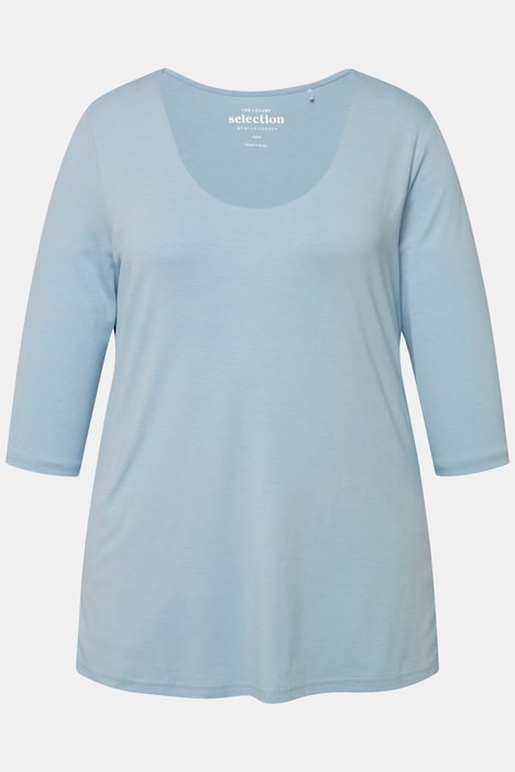 Shirt, tiefer Rundhalsausschnitt, 3/4 Arm