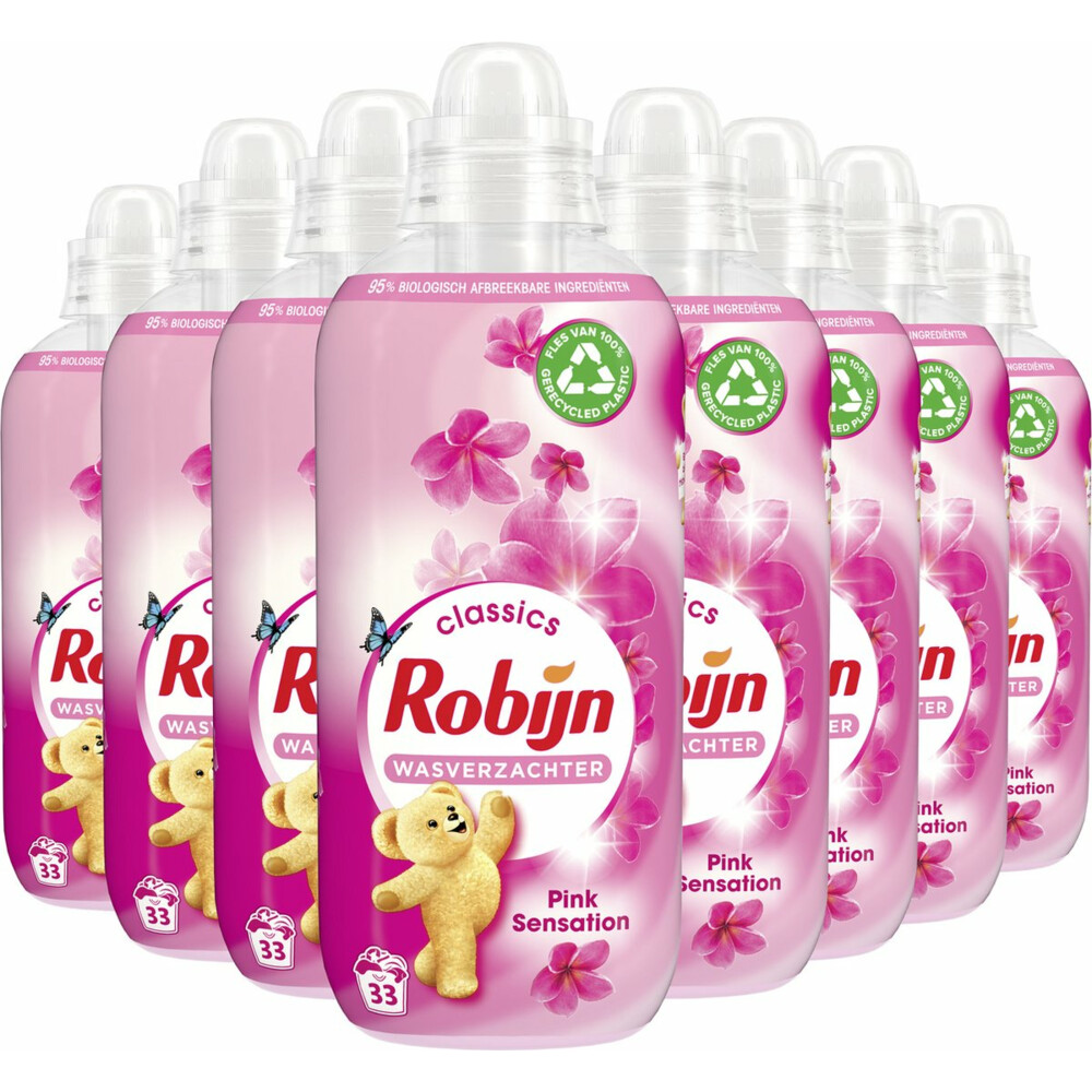 8x Robijn Wasverzachter Pink Sensation 33 Wasbeurten825 ml