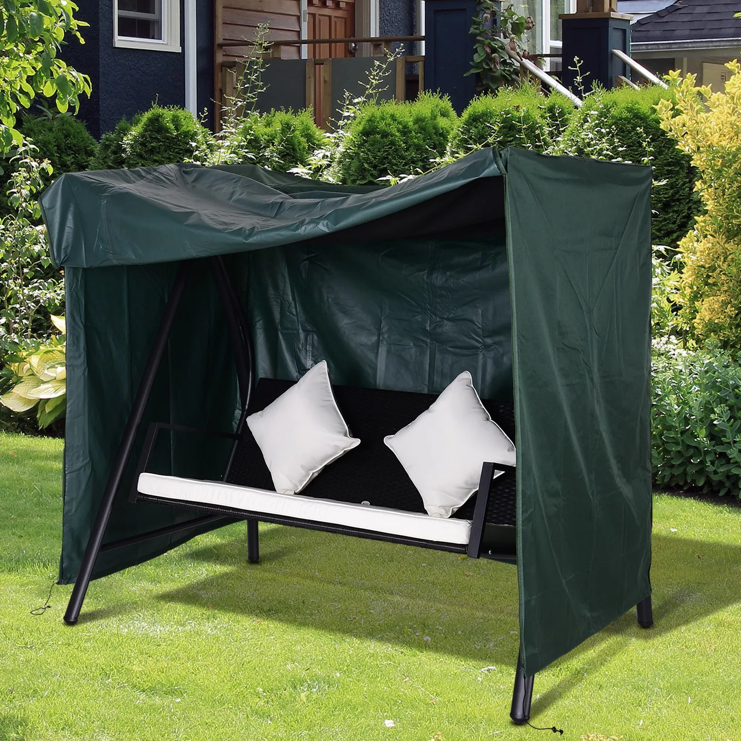 Outsunny Abdeckung für Hollywoodschaukel dunkelgrün 205 x 124 x 164 cm (LxBxH)