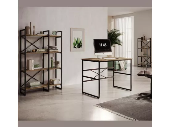 Bureau pour Chambre Bureau en Pin Atlantique et Acier avec 100x60x75cm Factory M