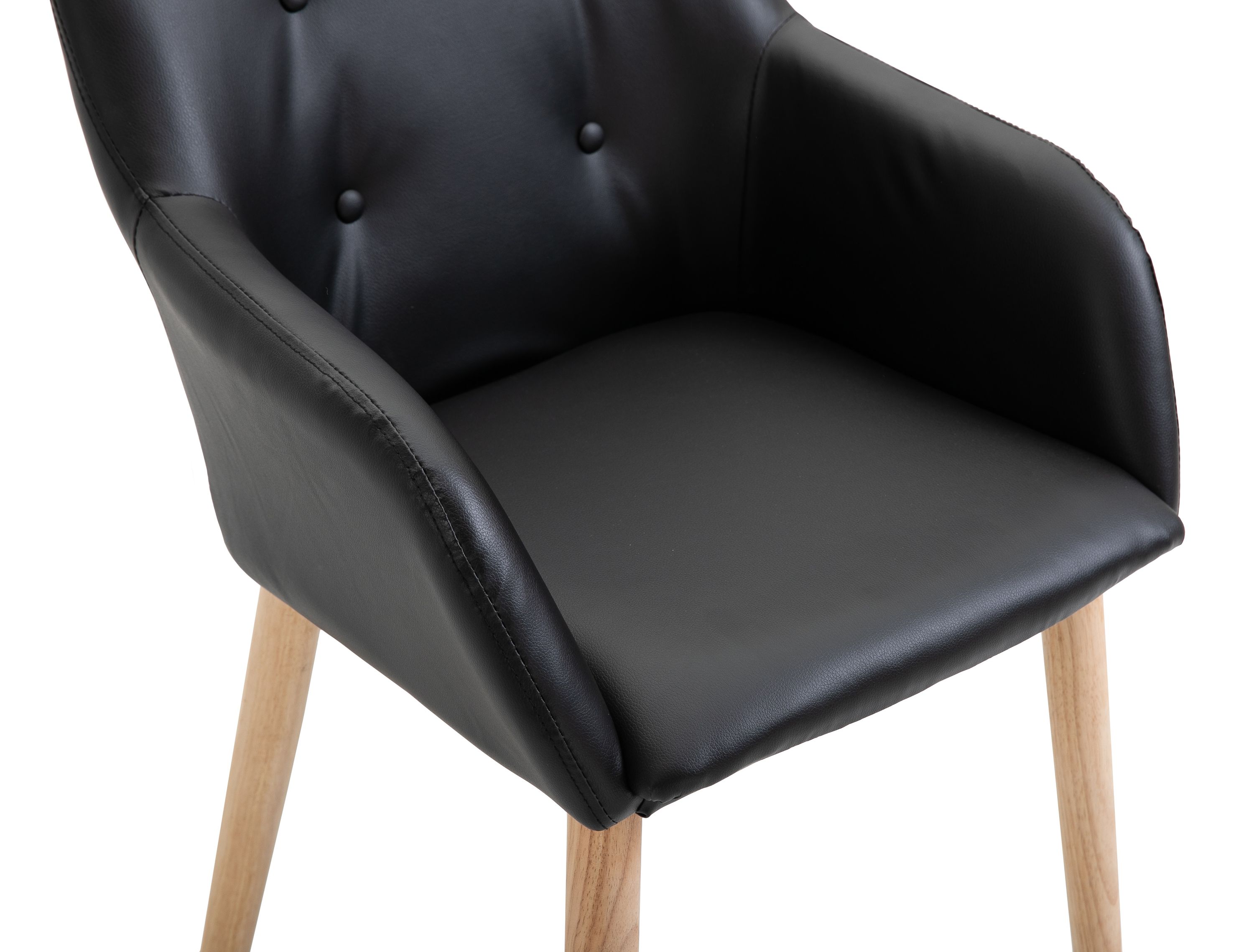 Esszimmerstuhl Leder FABIO 2er Set schwarz