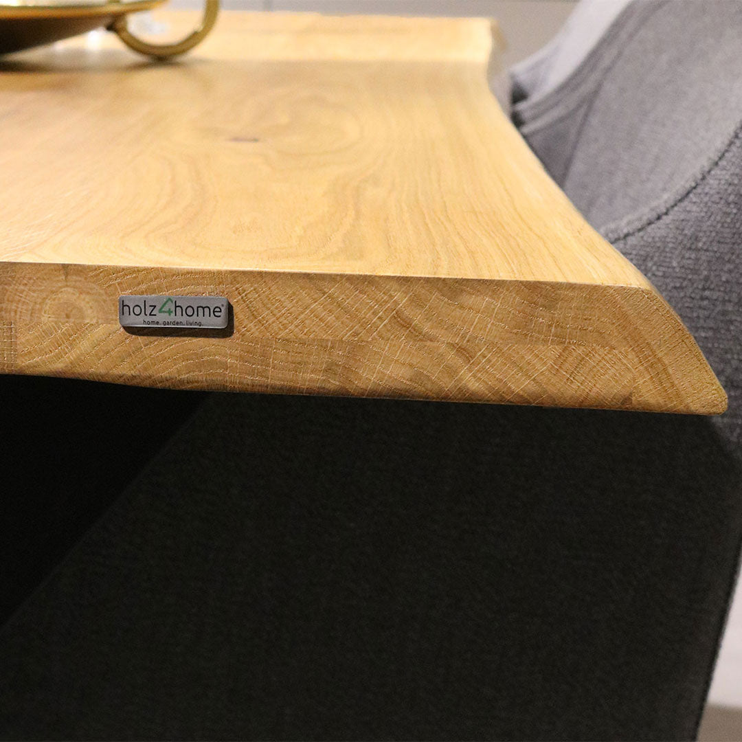 holz4home® Massivholz Tischplatte aus Eiche mit Baumkante und Aufdopplung am Rand | 180 x 100 cm