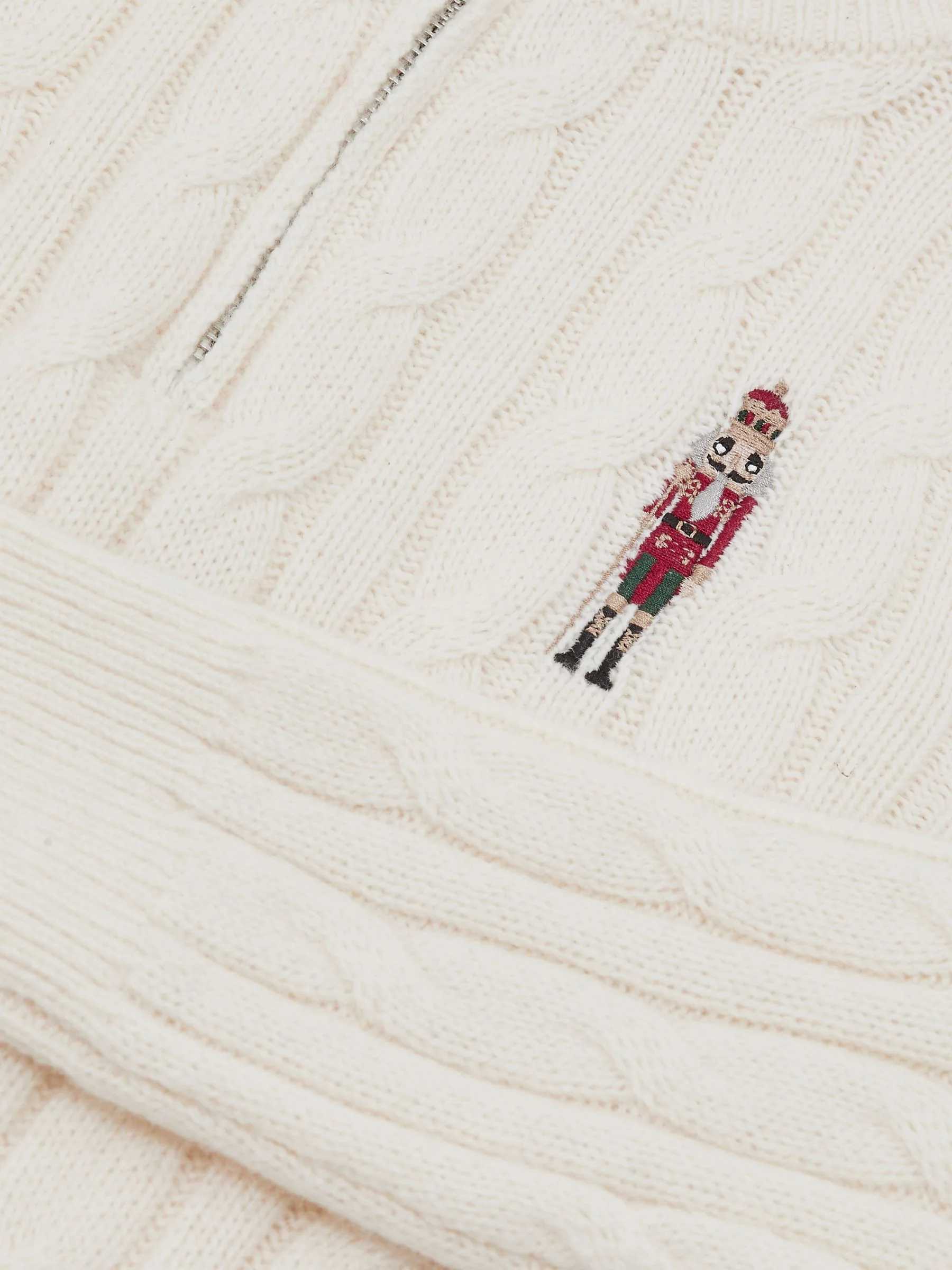 Off White - Reiss Nollaig Wool-Blend Half-Zip Nutcracker Jumper