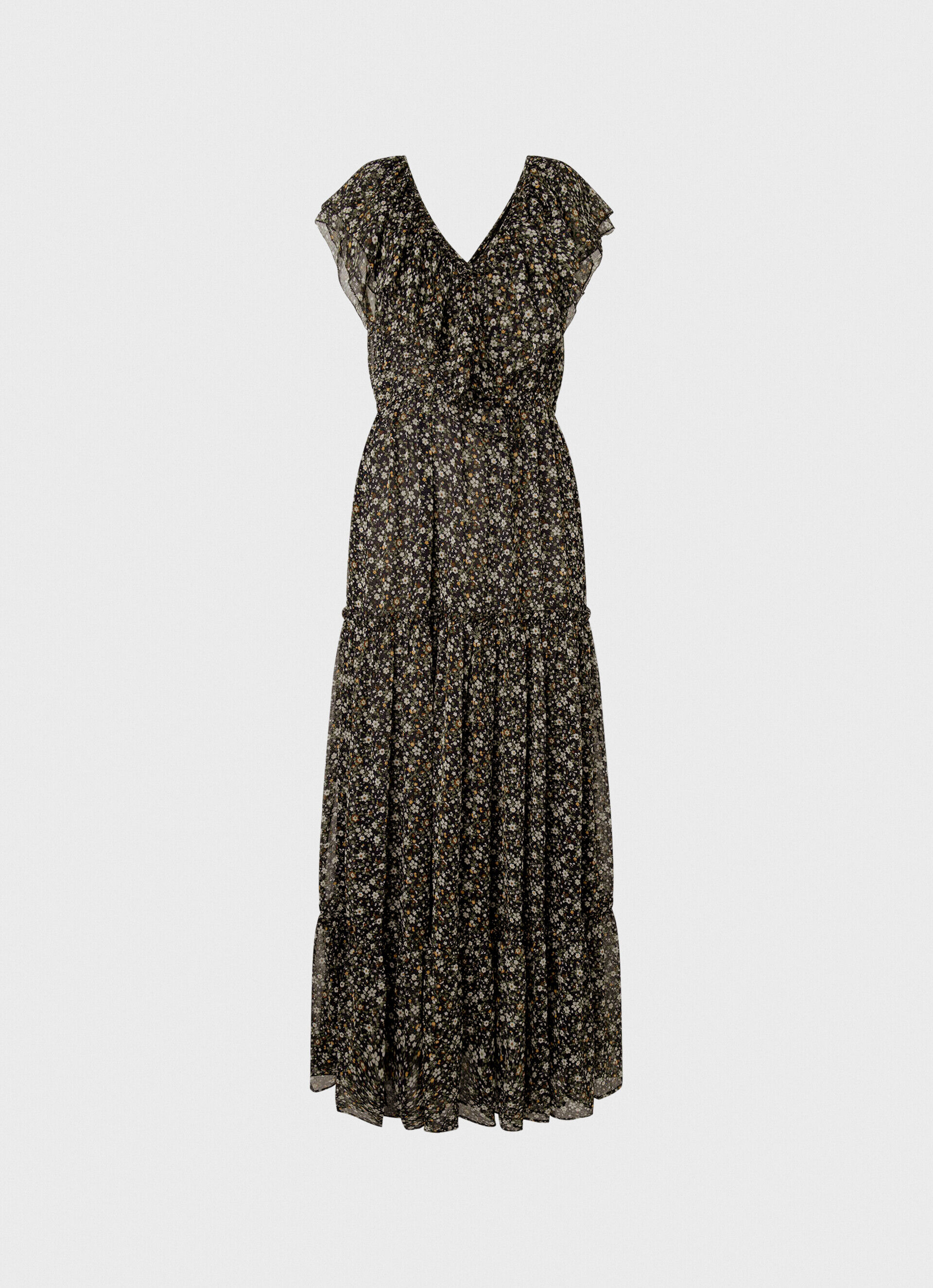 VESTIDO FLORAL DE CHIFFON - multicolorido