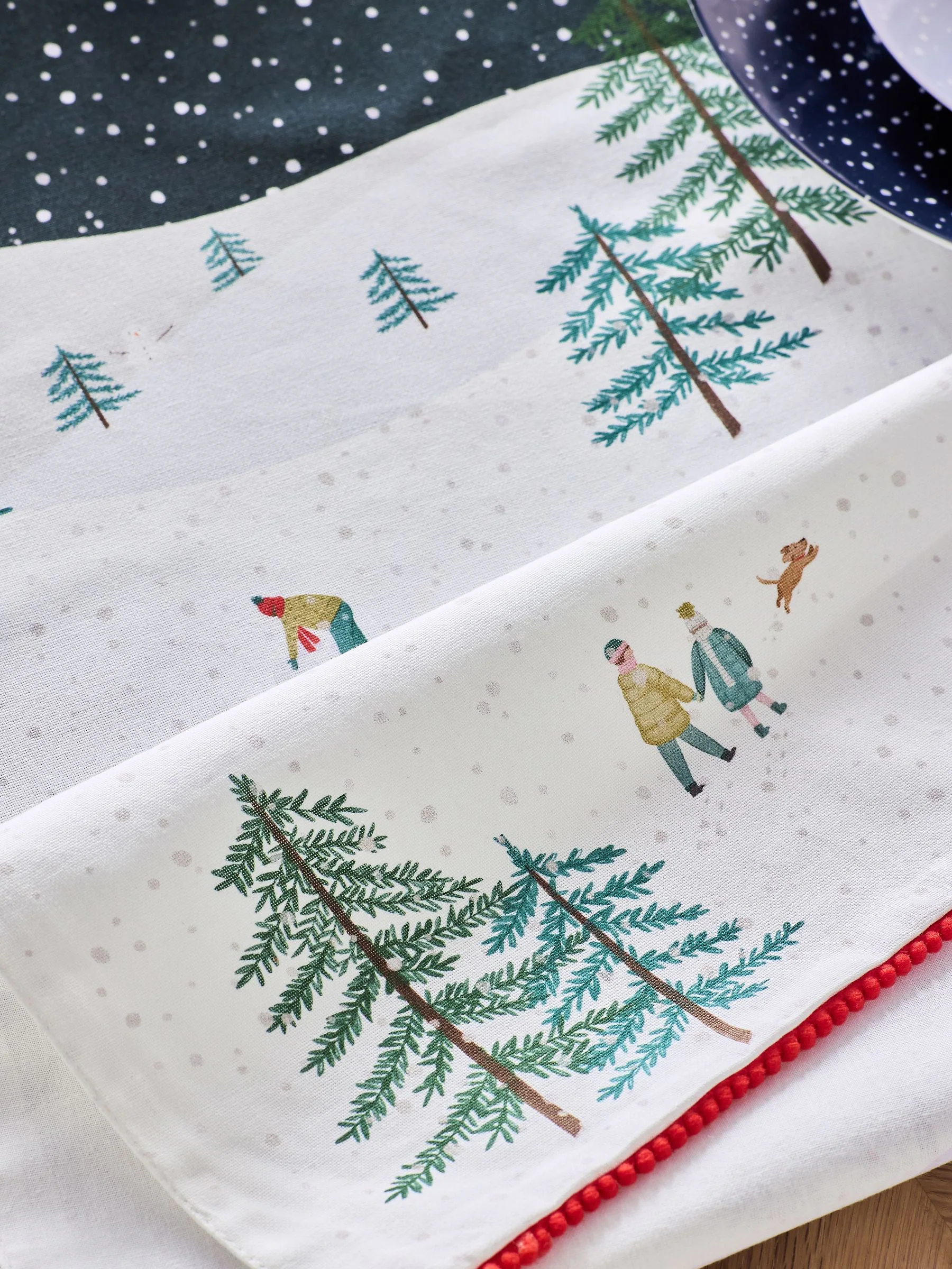Mini tafelloper met Kerstmis scène