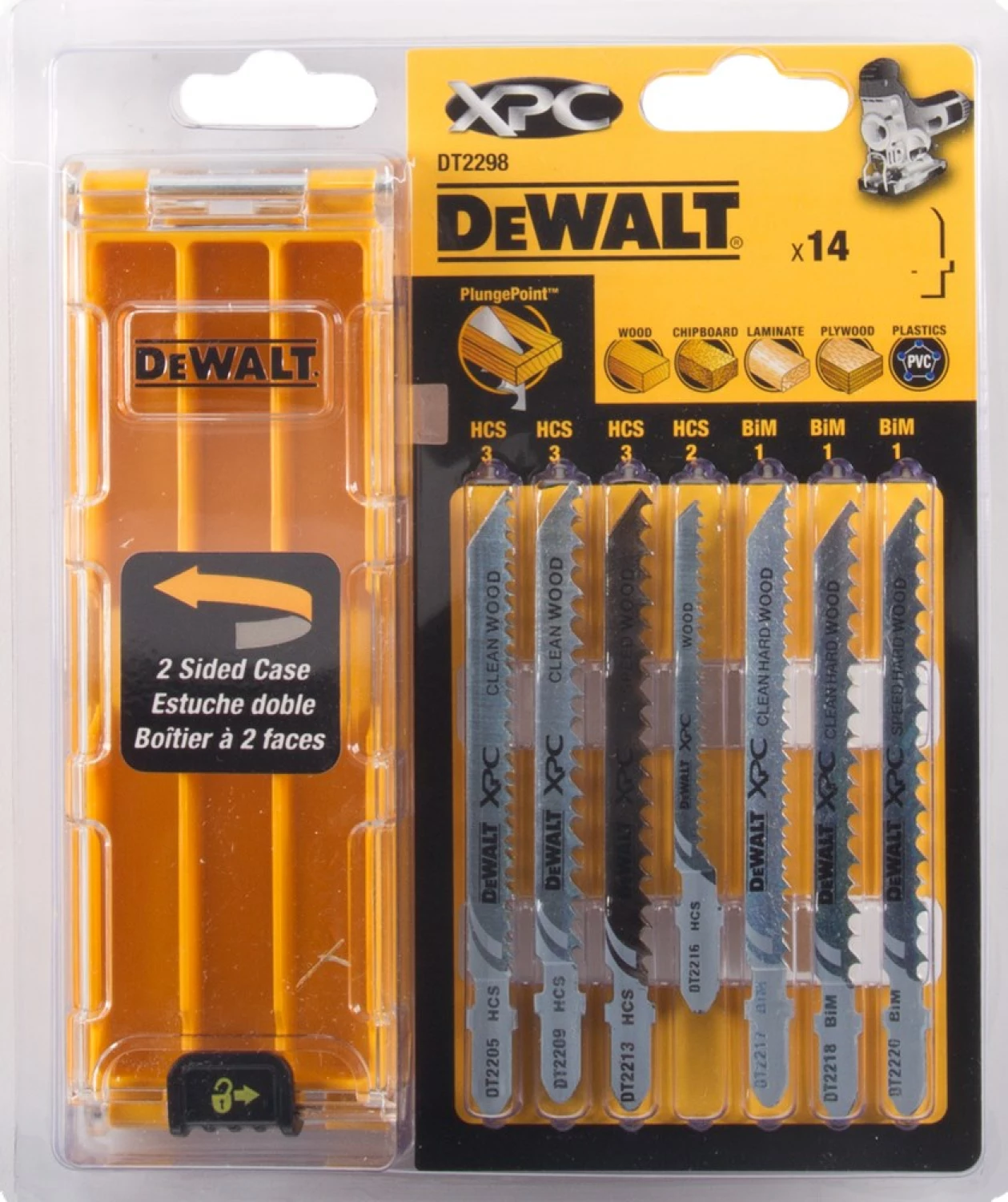 DeWALT DT2298 14 delig Decoupeerzaagblad set XPC in cassette - Hout / Kunststof / Laminaat