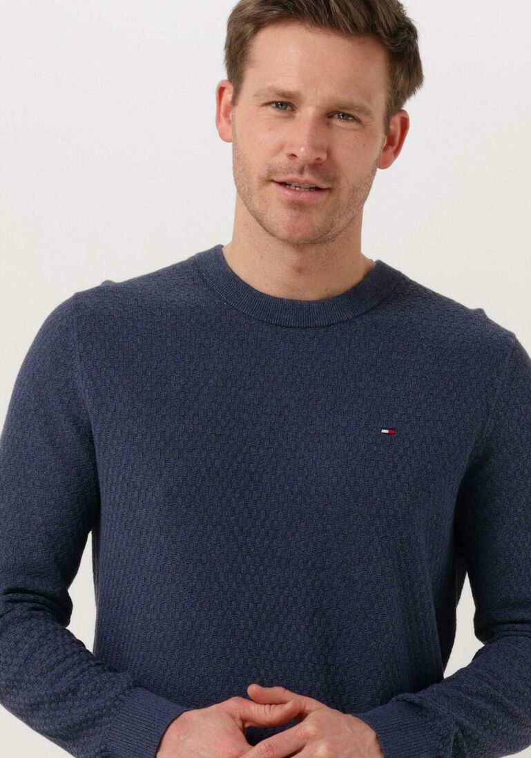 TOMMY HILFIGER blauwe tommy hilfiger trui cross structure crew neck