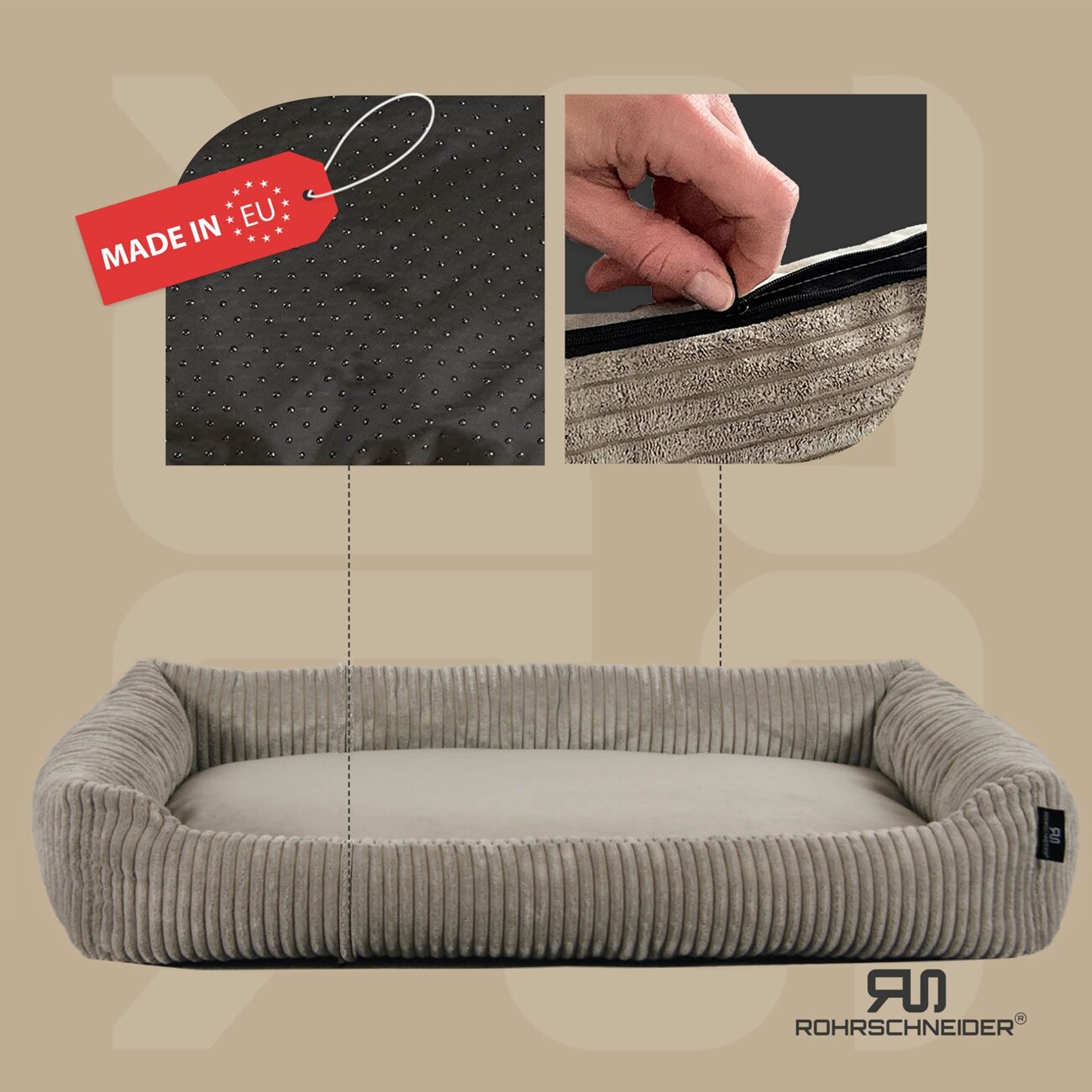 Rohrschneider Hundesofa XXL mit Gratis-Beigabe, weicher Cord