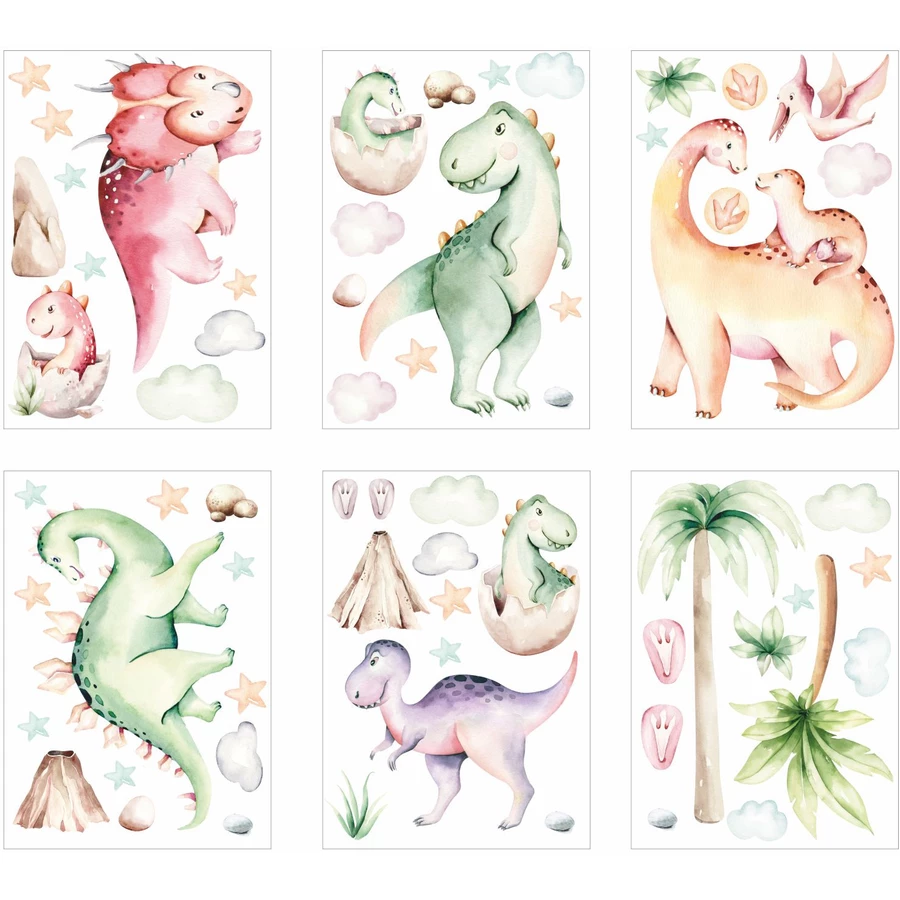 Nikima Fensterbilder Dinosaurier selbstklebend bunt