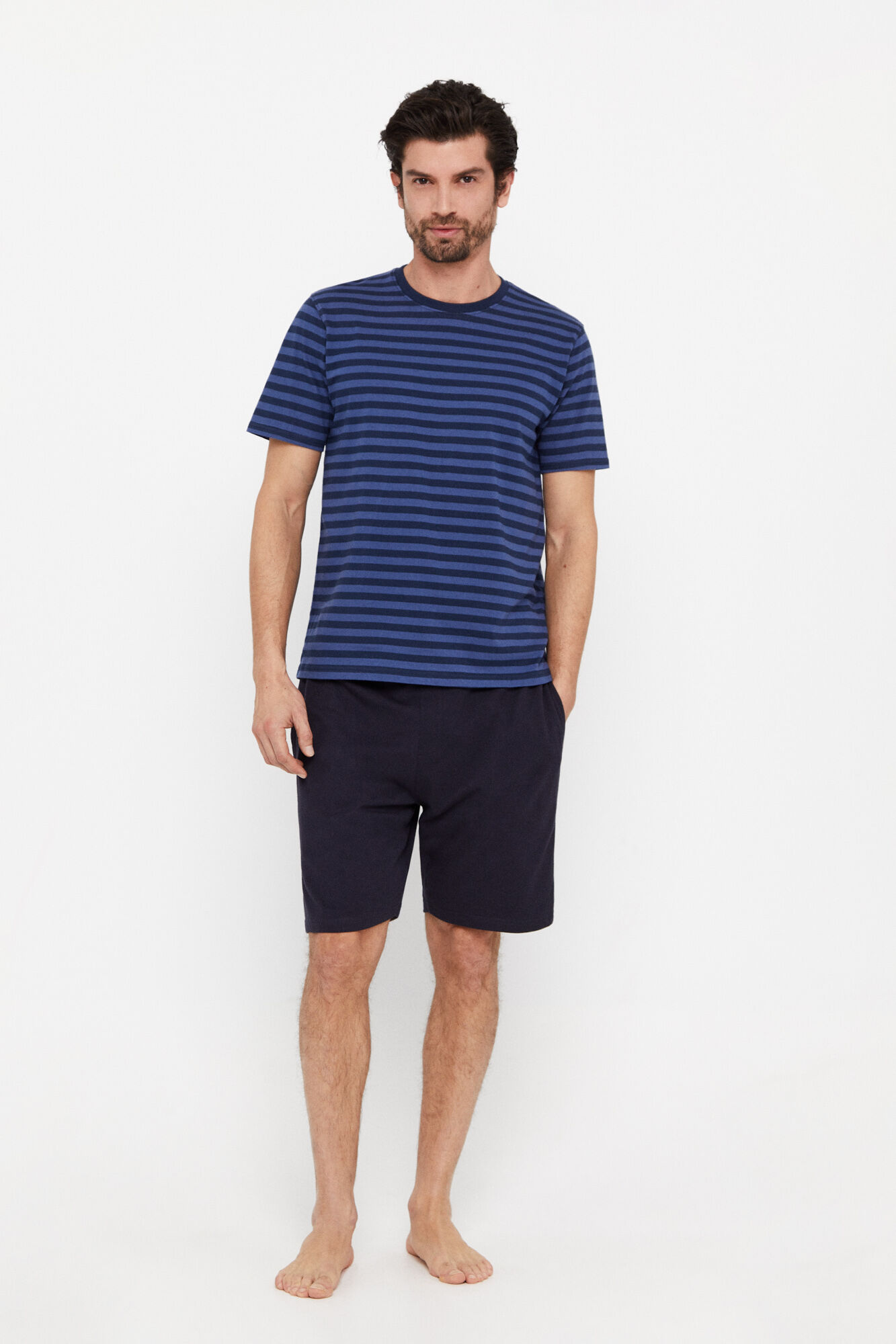 Conjunto de pijama de malha - Azul marinho