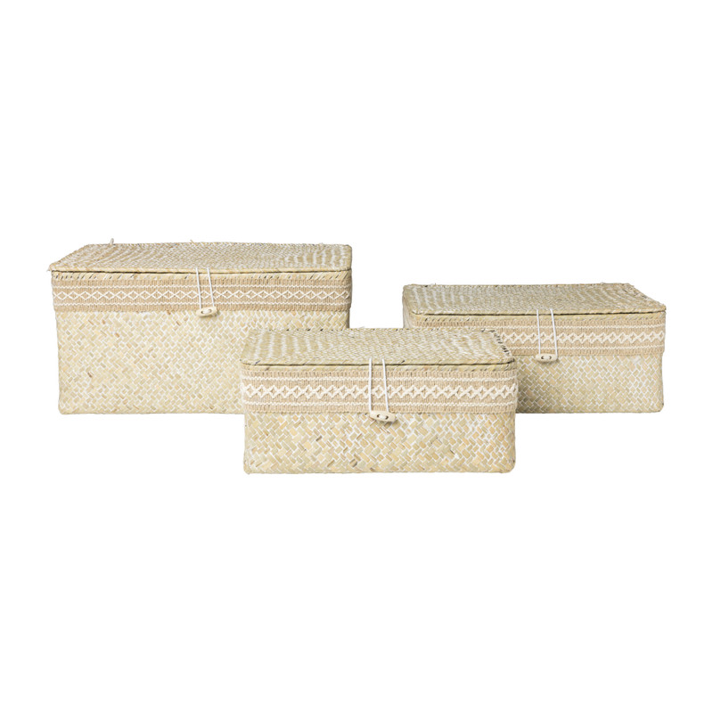 Mand met deksel Stijn - 11x27.5x17.5 cm - wit