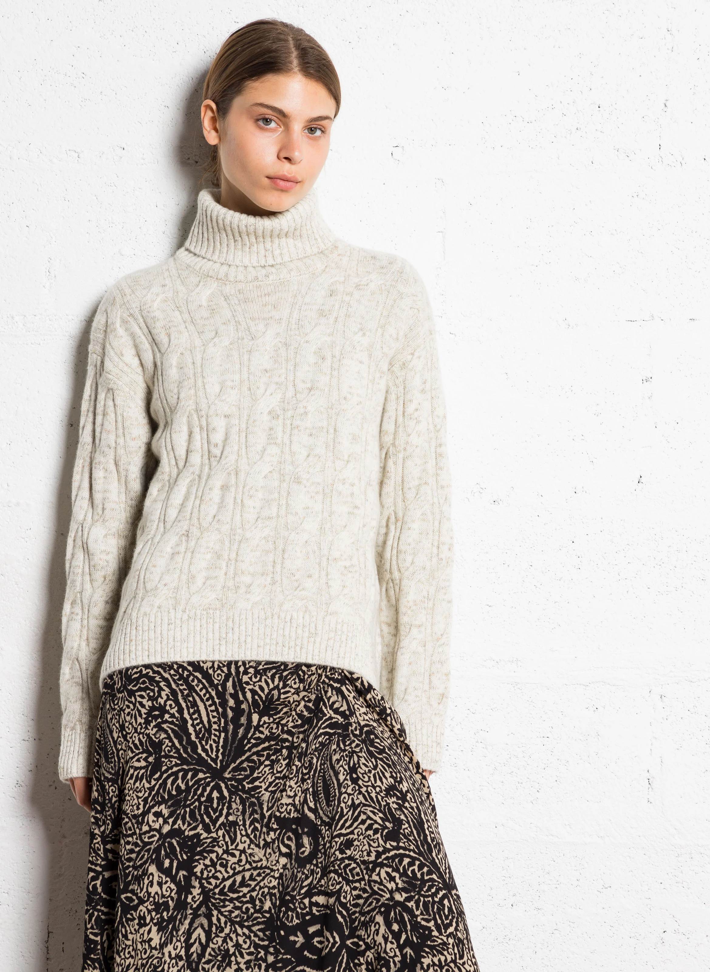 CELYA - Pull col roulé en cachemire| Blanc