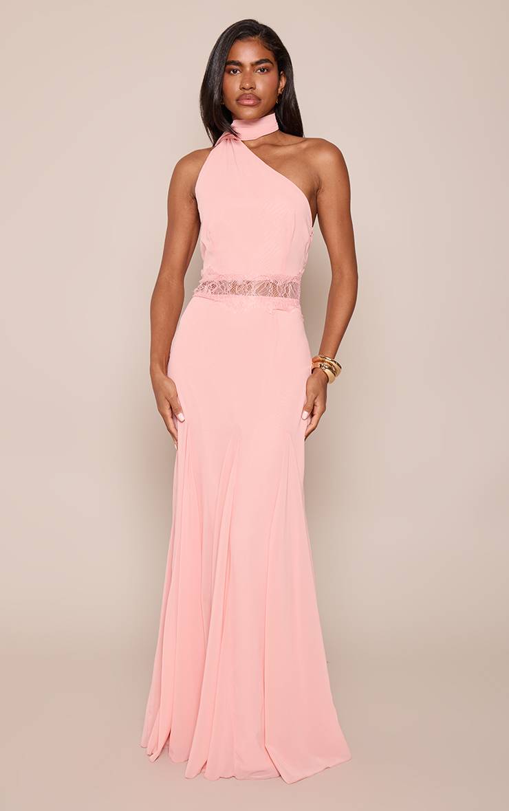 Rose Bébé Robe Longue Évasée À Godets Avec Détails En Dentelle Tissée