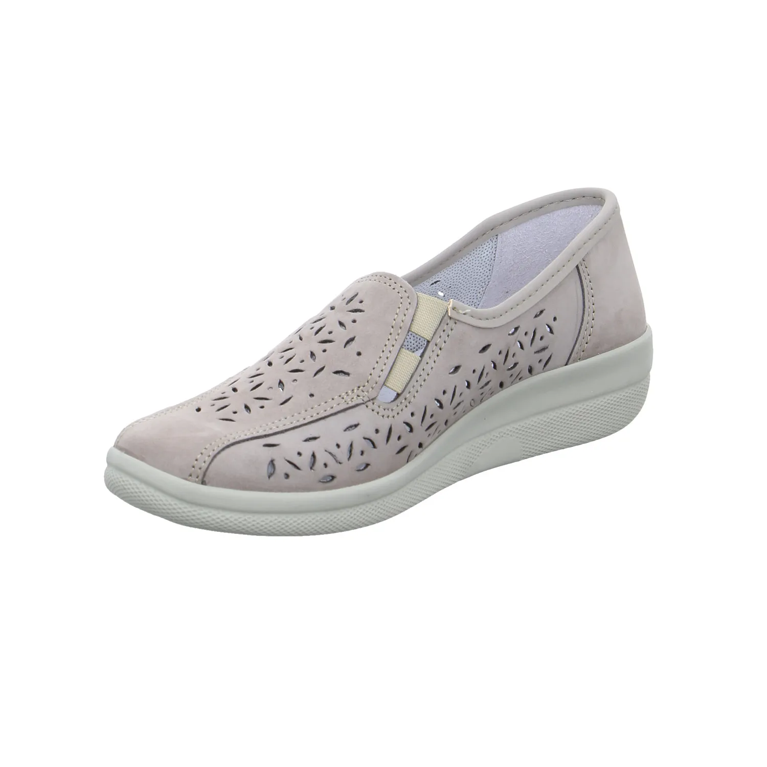 VAN DER LAAN Comfort-Slipper Taupe Leder