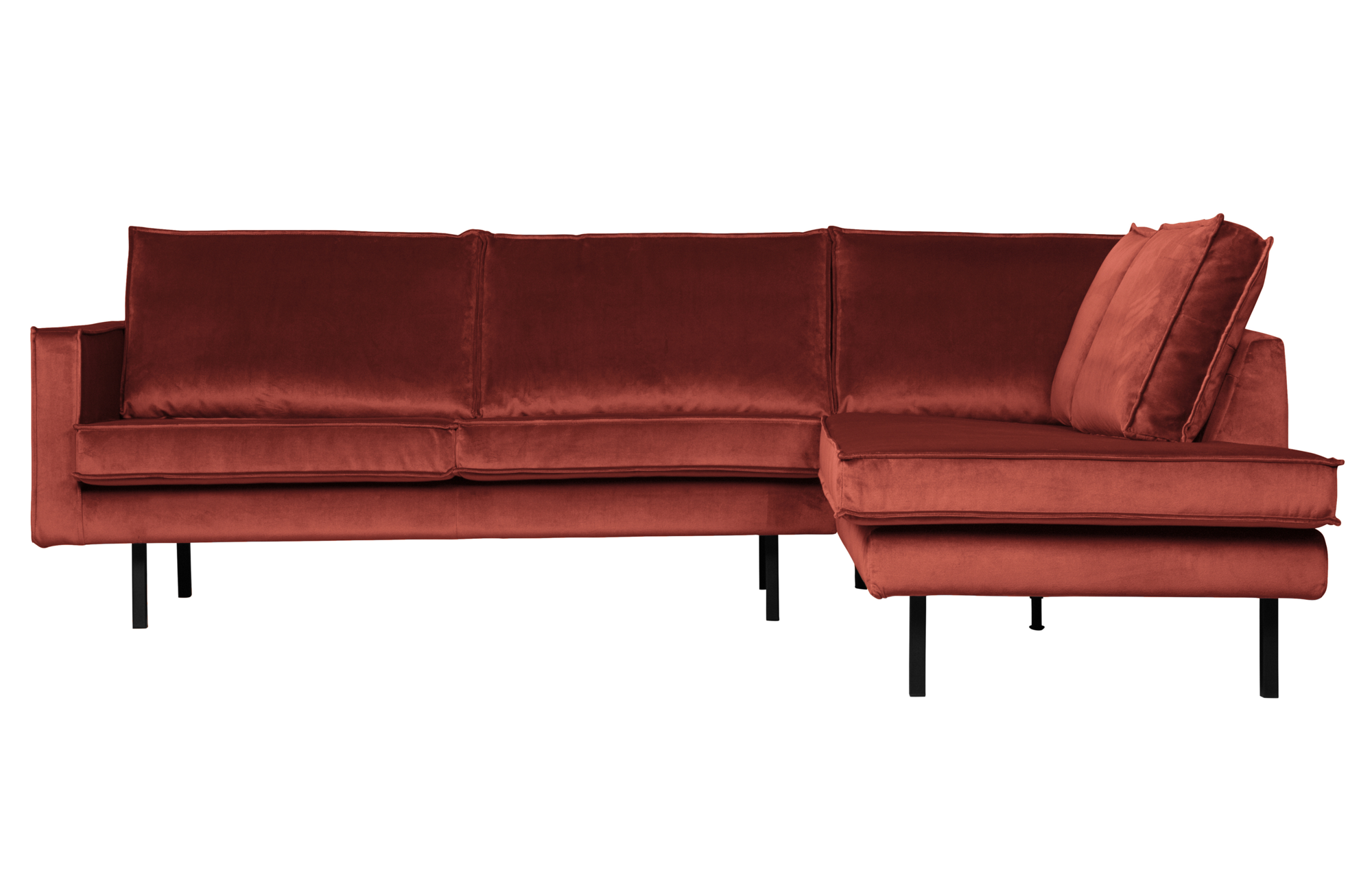 BePureHome hoekbank Rodeo fluweel Rodeo Hoekbank Fluweel Rechts - Chestnut