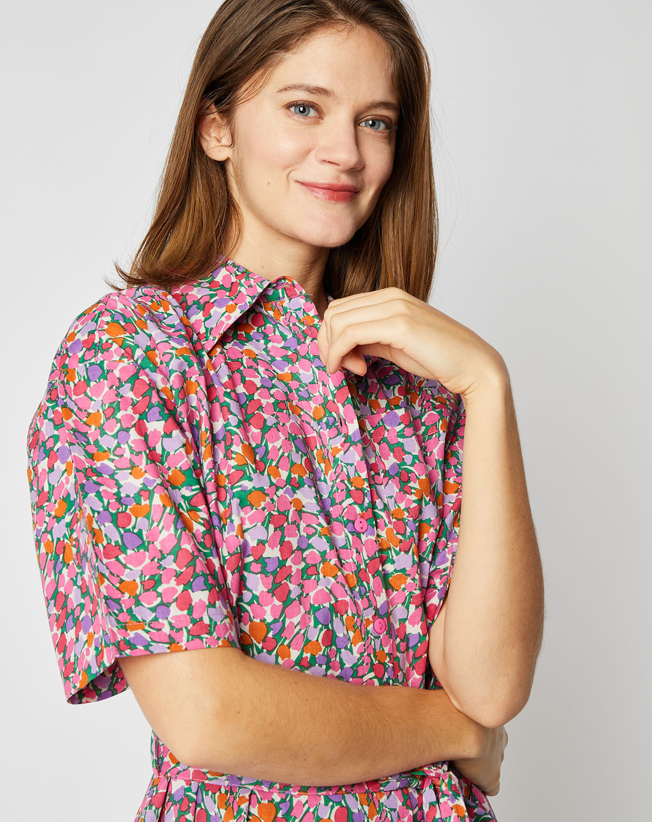 An'ge Robe chemise en Coton Catty à motifs rose