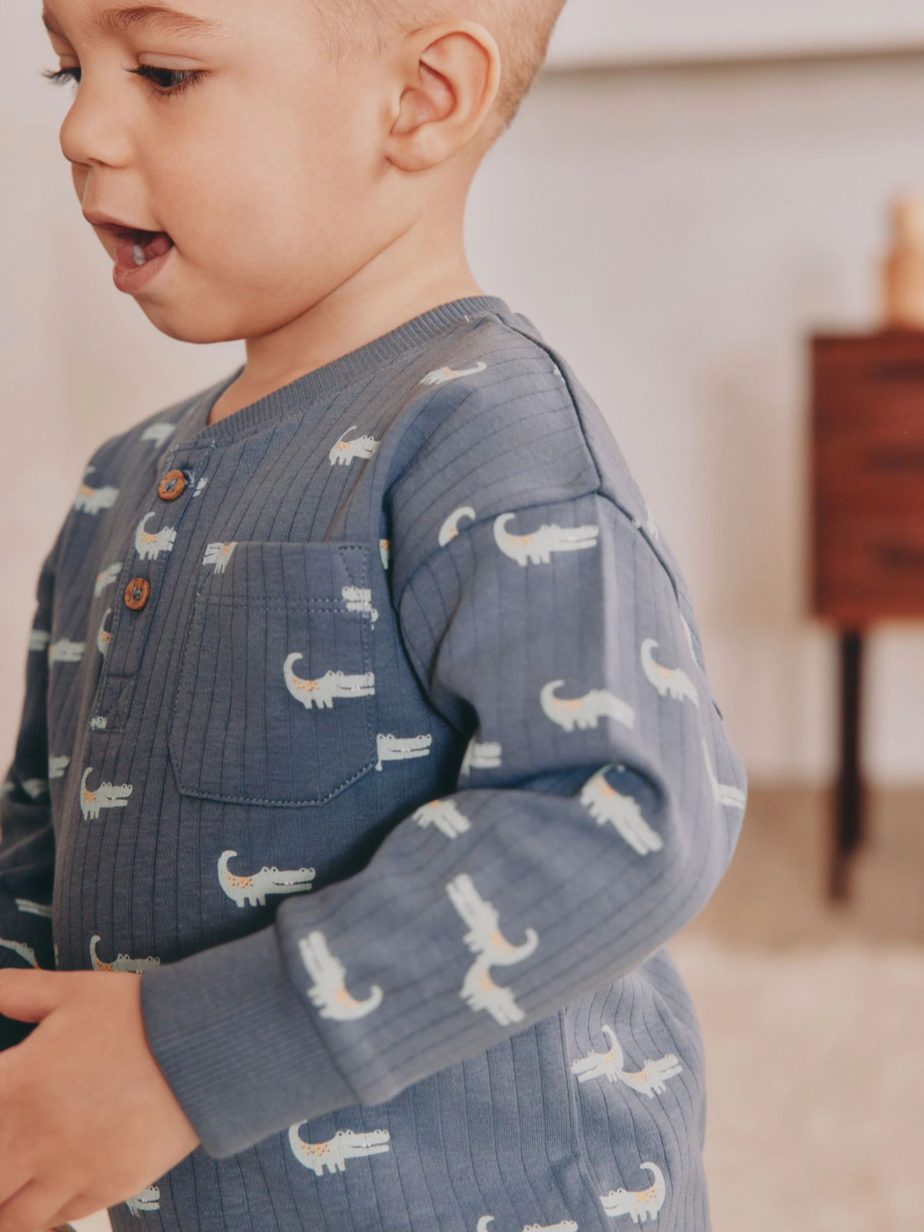 Blauw/ecru - Verpakking van 3 oversized pyjama's 3 (9mnd -10jr)