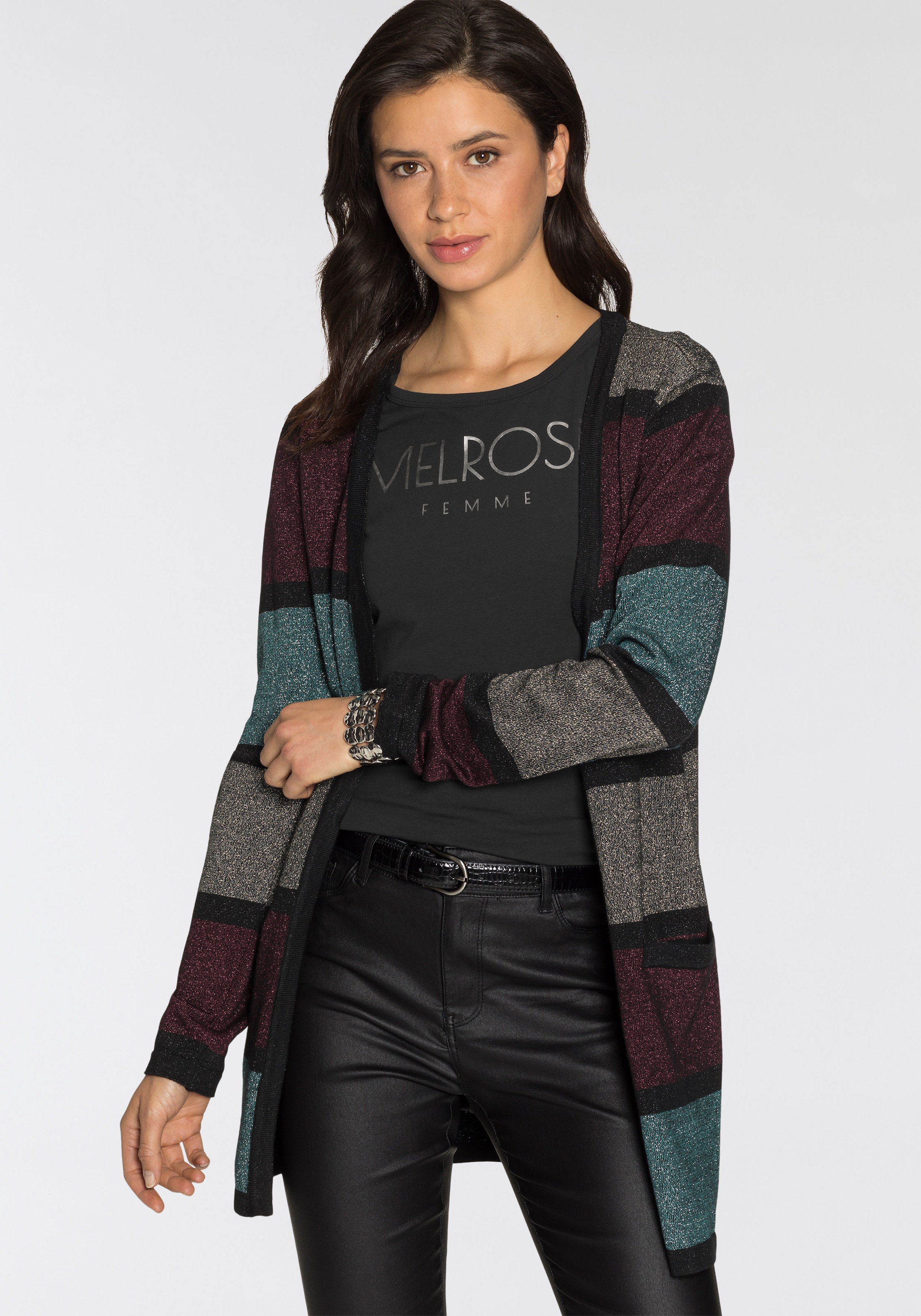 Melrose Longstrickjacke aus weichem Glitzergarn