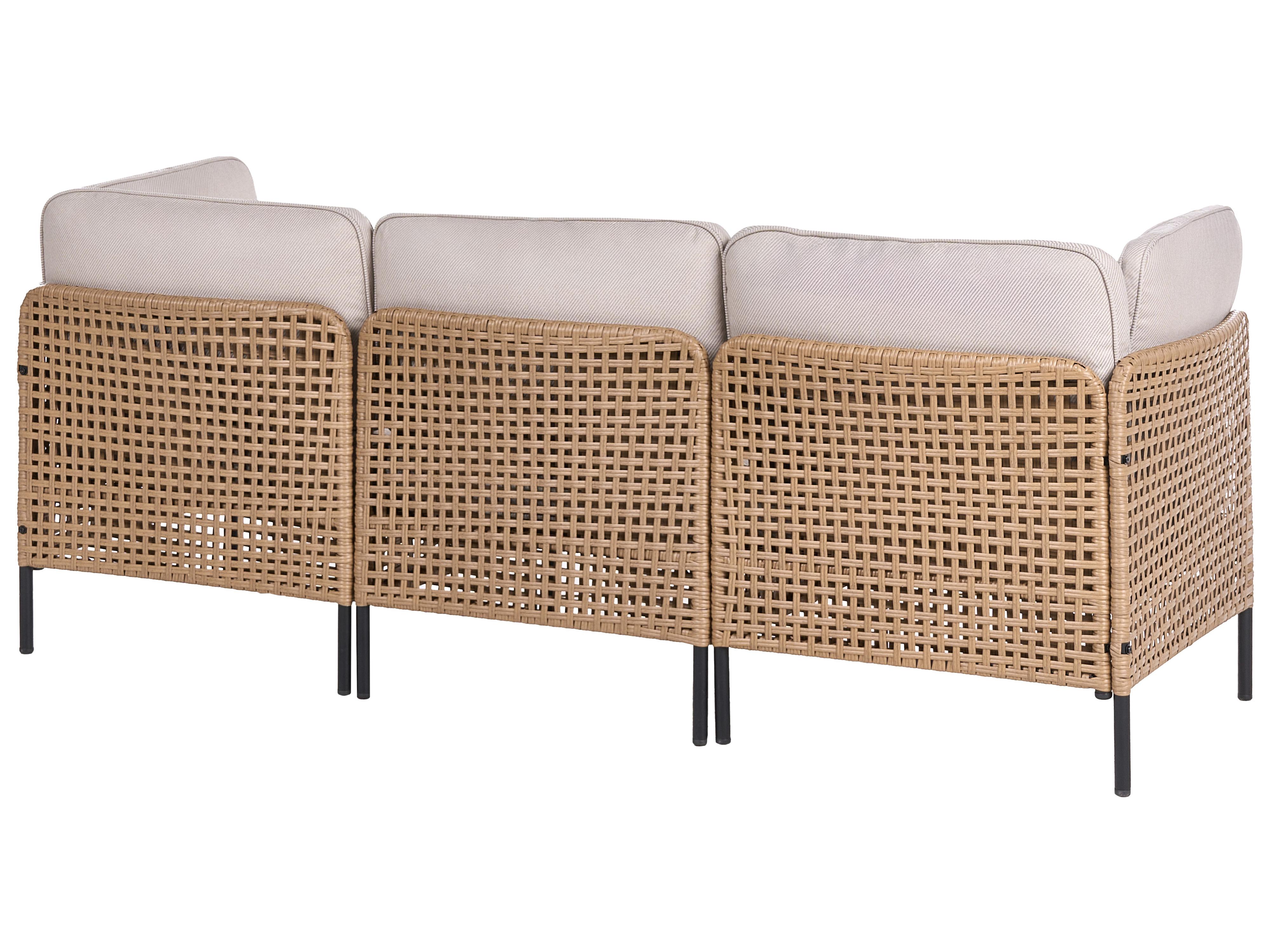 Loungeset met tafel 6-zits OMEGANA modulair PE rotan Lichtbeige