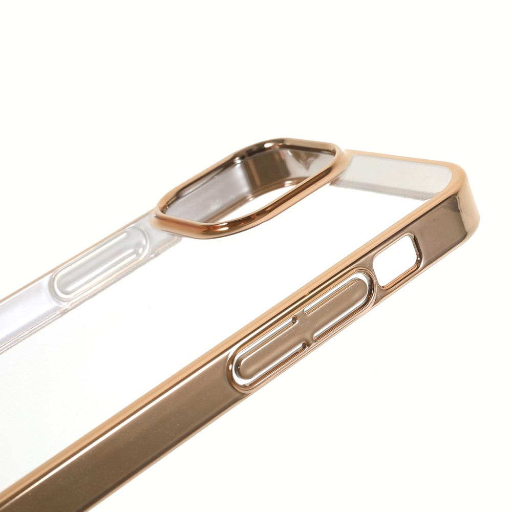 iPhone 13 Hardcase Hülle mit Galvanisiertem Rahmen - Gold / Transparent