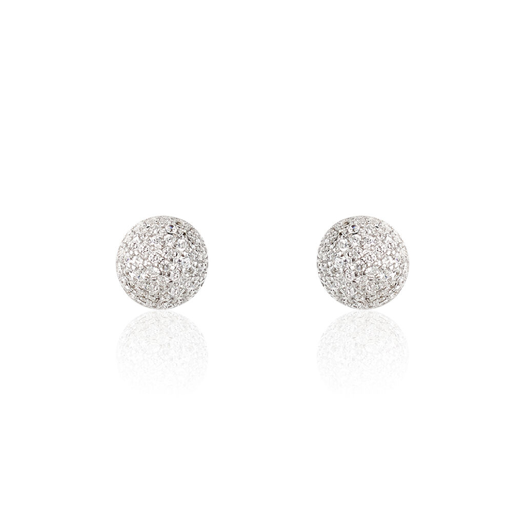 Boucles D'oreilles Puces Perta Argent Blanc Oxyde De Zirconium