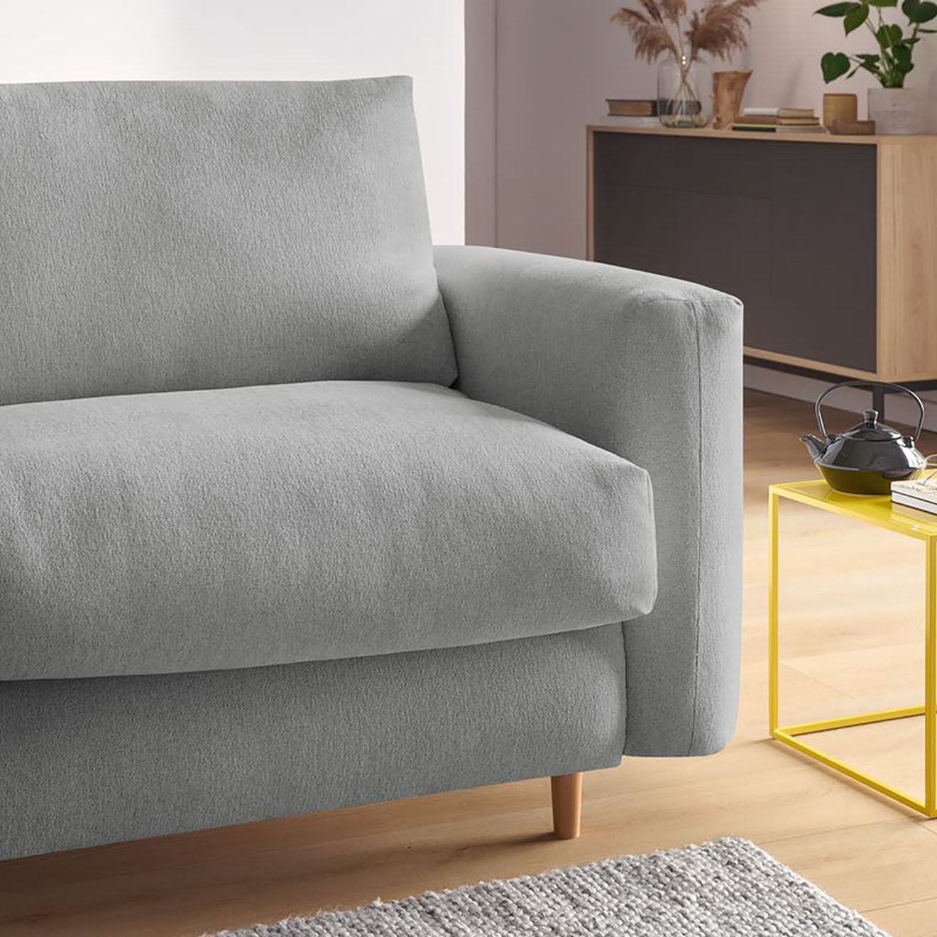 Bobochic Canapé droit cocoone convertible express  gris clair - 200x105x98 cm